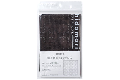 Sashiko Cloth with Disappearing Lines (Brown/Plusses)