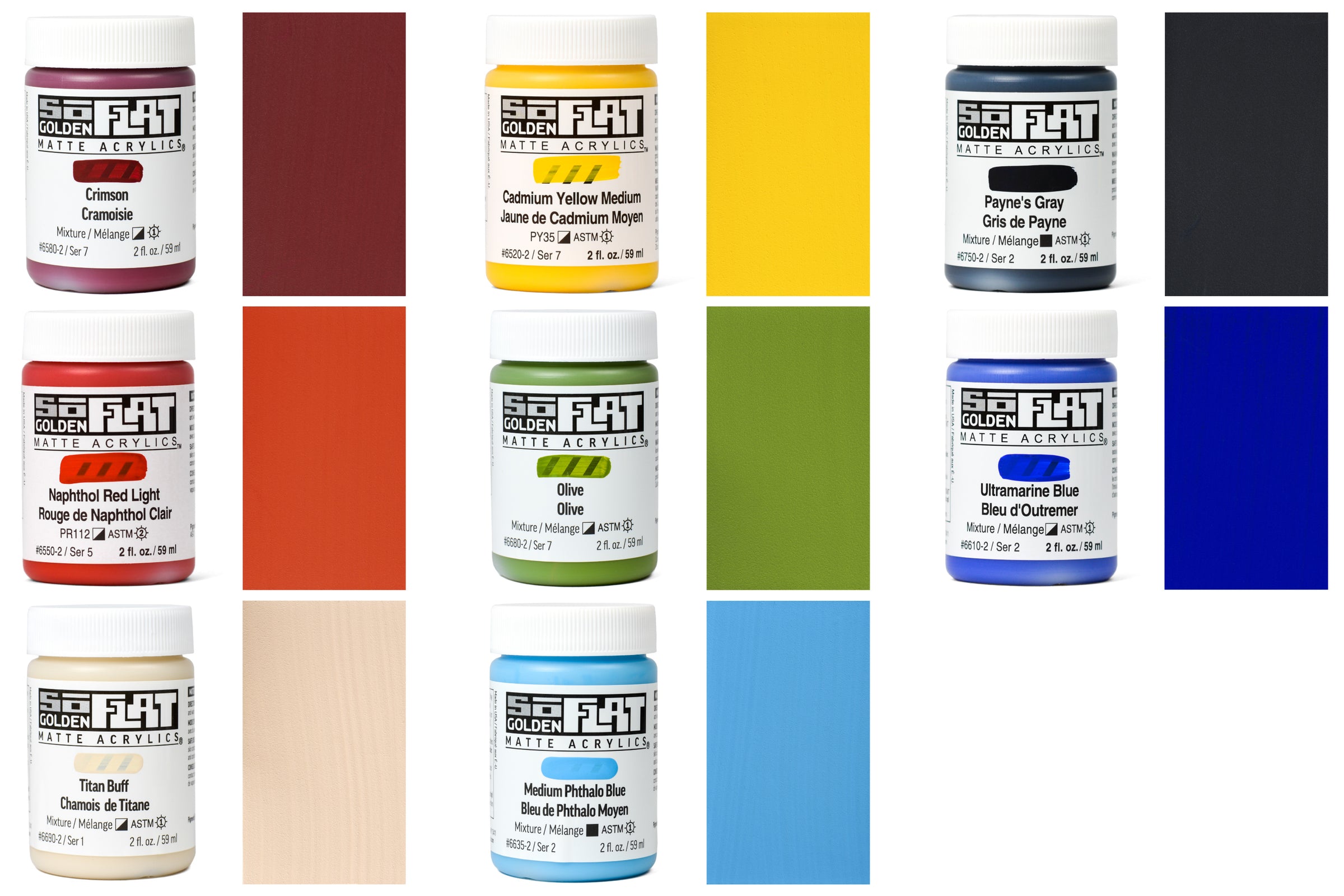 Golden SoFlat Matte Acrylic Paints 2oz Various Colors – ARCH Art Supplies