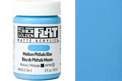 Golden SoFlat Matte Acrylics, Medium Phthalo Blue