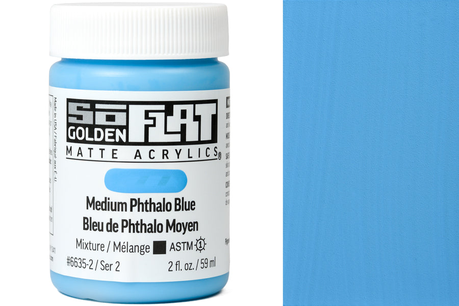 Golden SoFlat Matte Acrylics, Medium Phthalo Blue