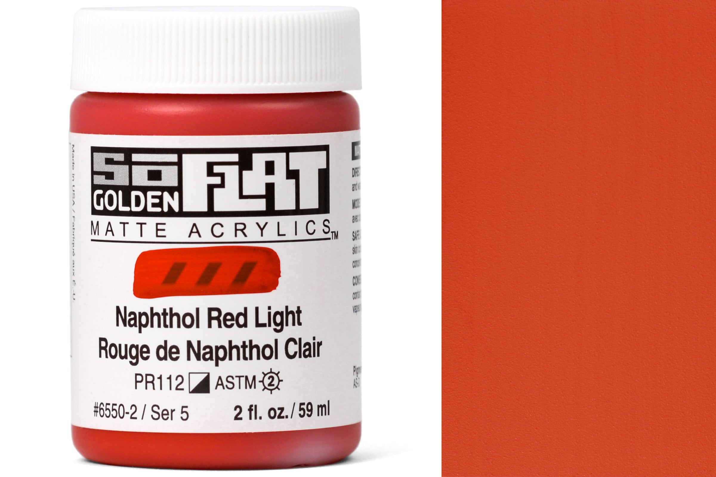 Golden SoFlat Matte Acrylic 4 oz. Naphthol Red Light