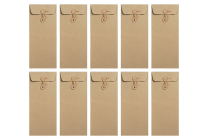 Button-and-String Letter Envelopes, Khaki, Set of 10