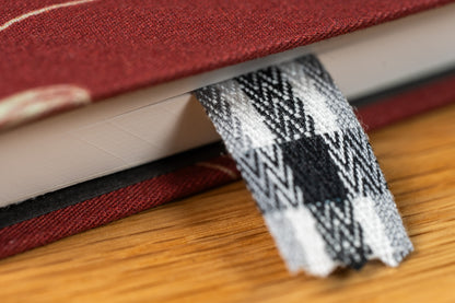 Yarn-Dyed Twill Tape, Black/White Tartan