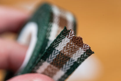 Yarn-Dyed Twill Tape, Green/Brown Tartan