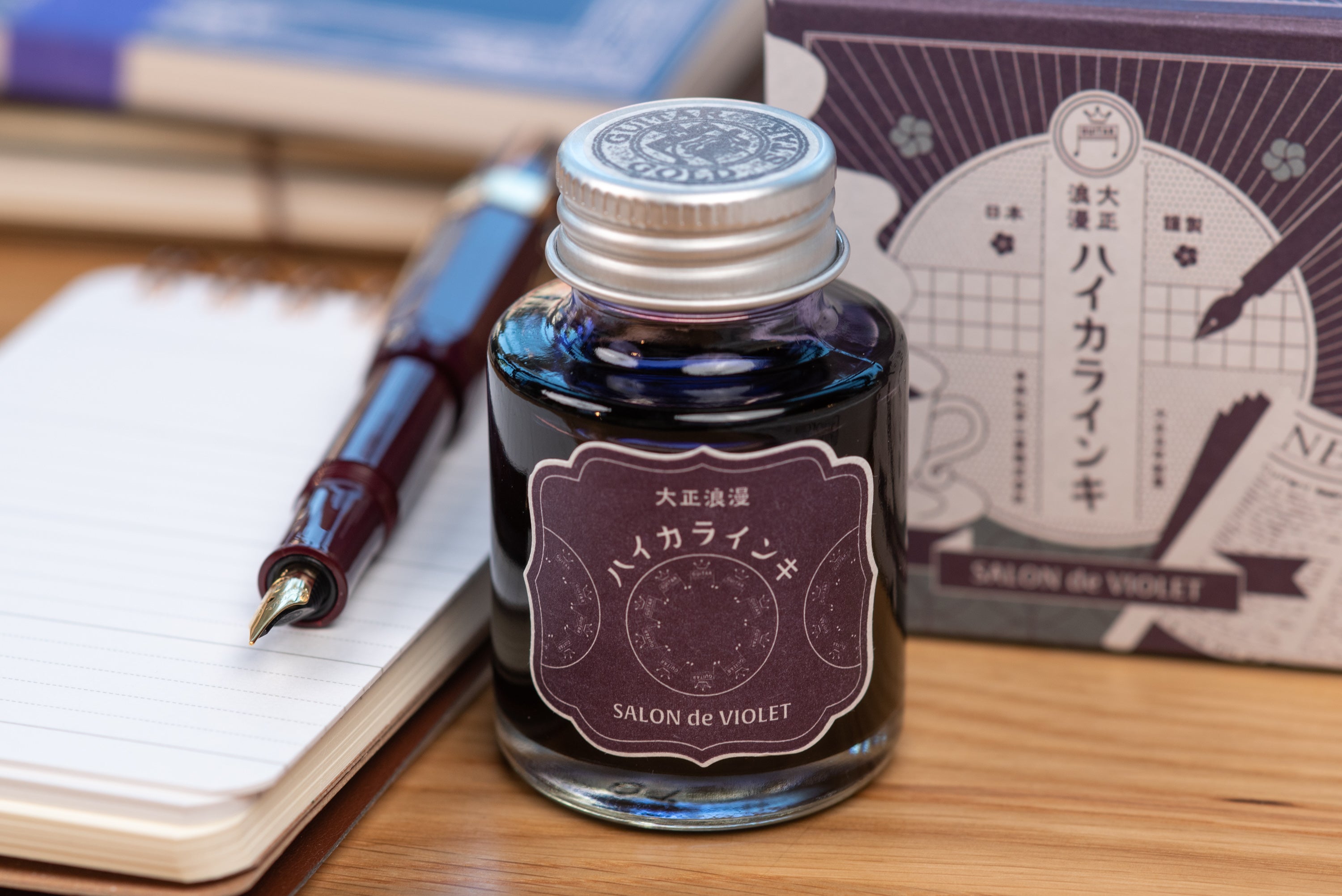 Taisho Roman Fountain Pen Ink, Vintage Set of 6