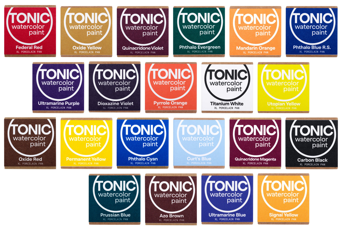 Tonic Watercolor, Porcelain Pans, Complete Set of 21