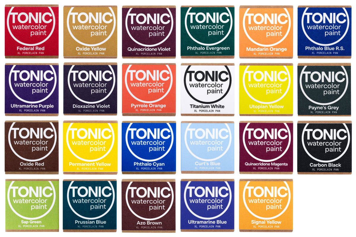 Tonic Watercolor, Porcelain Pans, Complete Set of 23