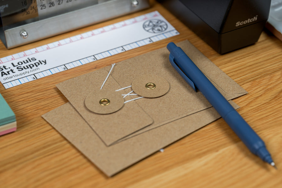 Button-and-String Envelopes, Mini, Brown Kraft