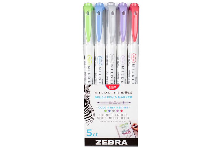 Mildliner Brush Markers, Set of 5