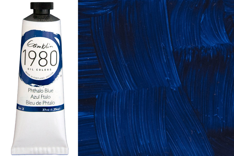 Gamblin 1980 Oil Colors, 37 mL, Phthalo Blue