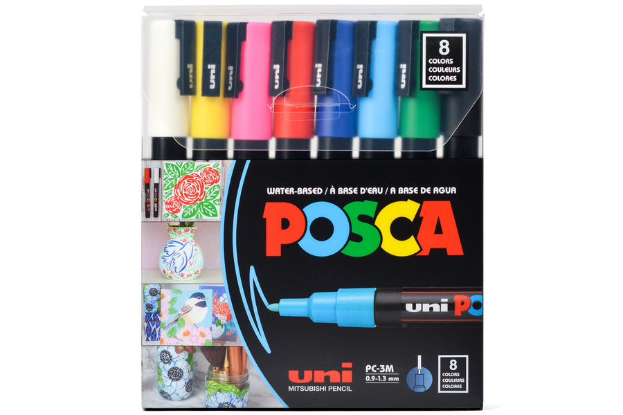 Pack of 8 x Blue POSCA Markers with 8 x Different Tips