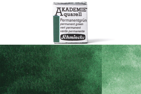Schmincke - Akademie Watercolor Half Pan, #553 Permanent Green - St. Louis Art Supply
