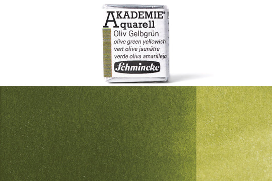 Schmincke - Akademie Watercolor Half Pan, #554 Olive Green Yellowish - St. Louis Art Supply