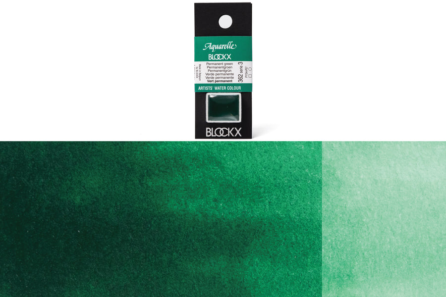 Blockx - Blockx Watercolor Half Pan, #362 Permanent Green - St. Louis Art Supply