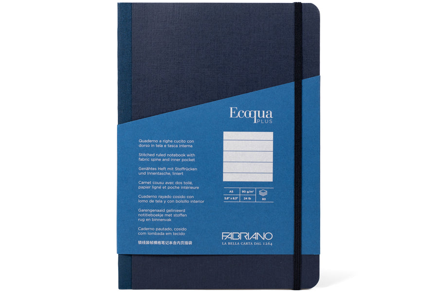 Ecoqua Plus Clothbound Notebook, A5 Lined, Navy