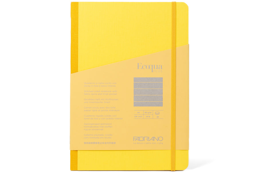 Ecoqua Plus Clothbound Notebook, A5 Lined, Yellow