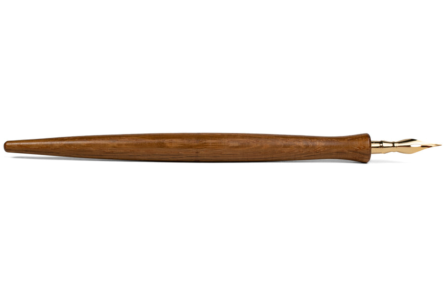 Curve Pen Holder, Aged Oak, with Leonardt #30 Nib