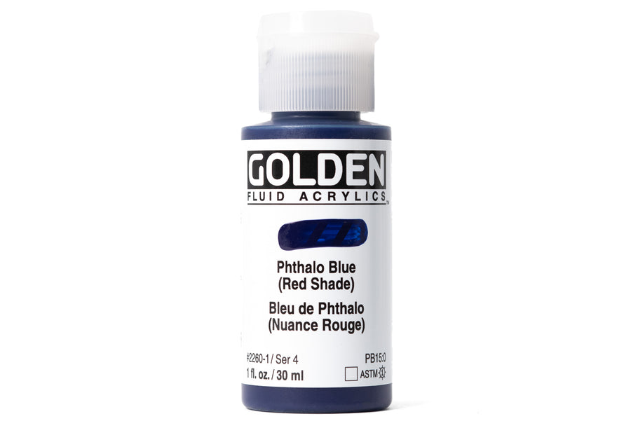 Golden - Golden Fluid Acrylics, Phthalo Blue (Red Shade) - St. Louis Art Supply