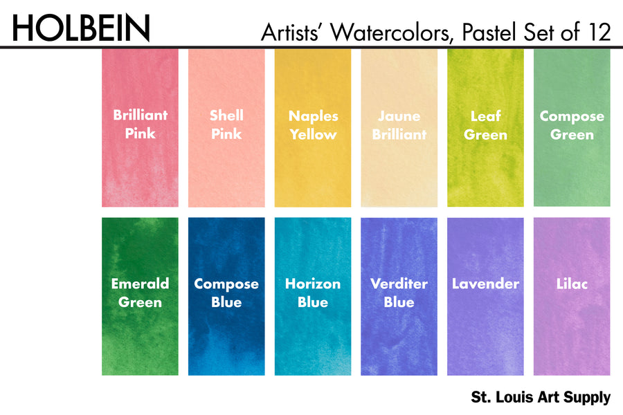 Holbein Artists' Watercolors, 5 mL, Set of 12 – St. Louis Art Supply