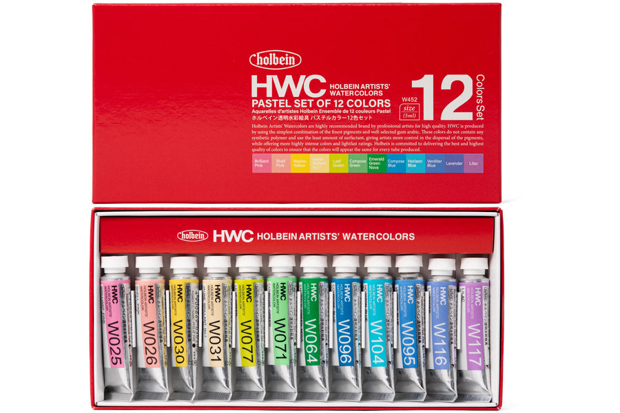Holbein Artists' Watercolors, 5 mL, Pastel Set of 12