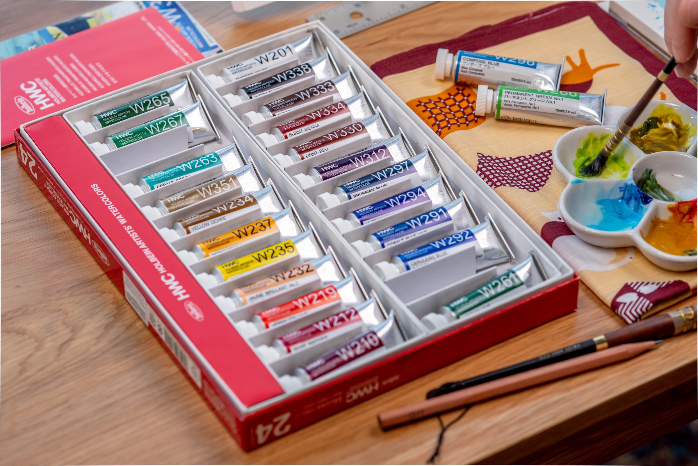 Holbein Watercolor 48 Color Set Swatching 