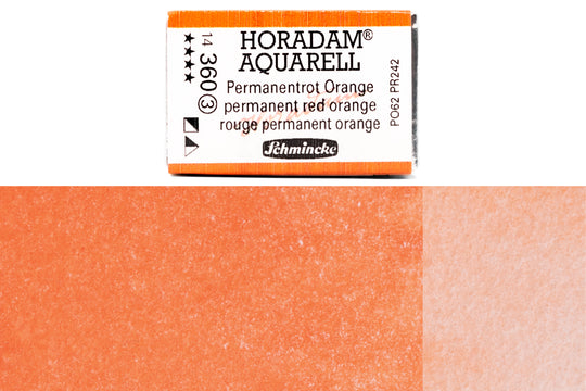 Schmincke - Horadam Watercolor Full Pan, #360 Permanent Red Orange - St. Louis Art Supply