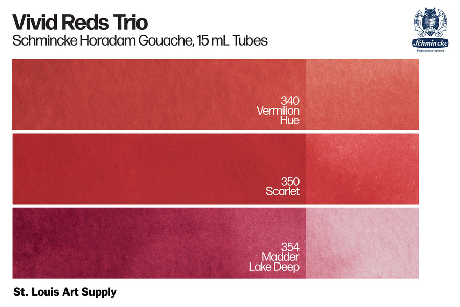 Schmincke - Horadam Gouache, 15 mL, Vivid Reds Trio - St. Louis Art Supply