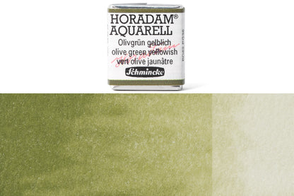 Schmincke - Horadam Watercolor Half Pan, #525 Olive Green Yellowish - St. Louis Art Supply