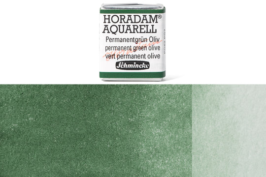 Schmincke - Horadam Watercolor Half Pan, #534 Permanent Green Olive - St. Louis Art Supply