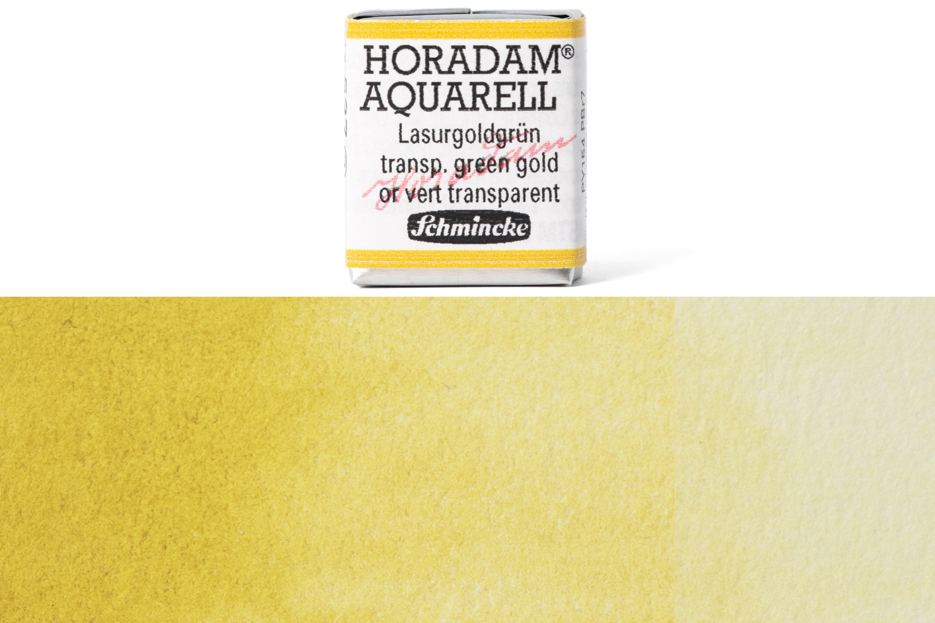 Schmincke - Horadam Watercolor Half Pan, #537 Transparent Green Gold - St. Louis Art Supply