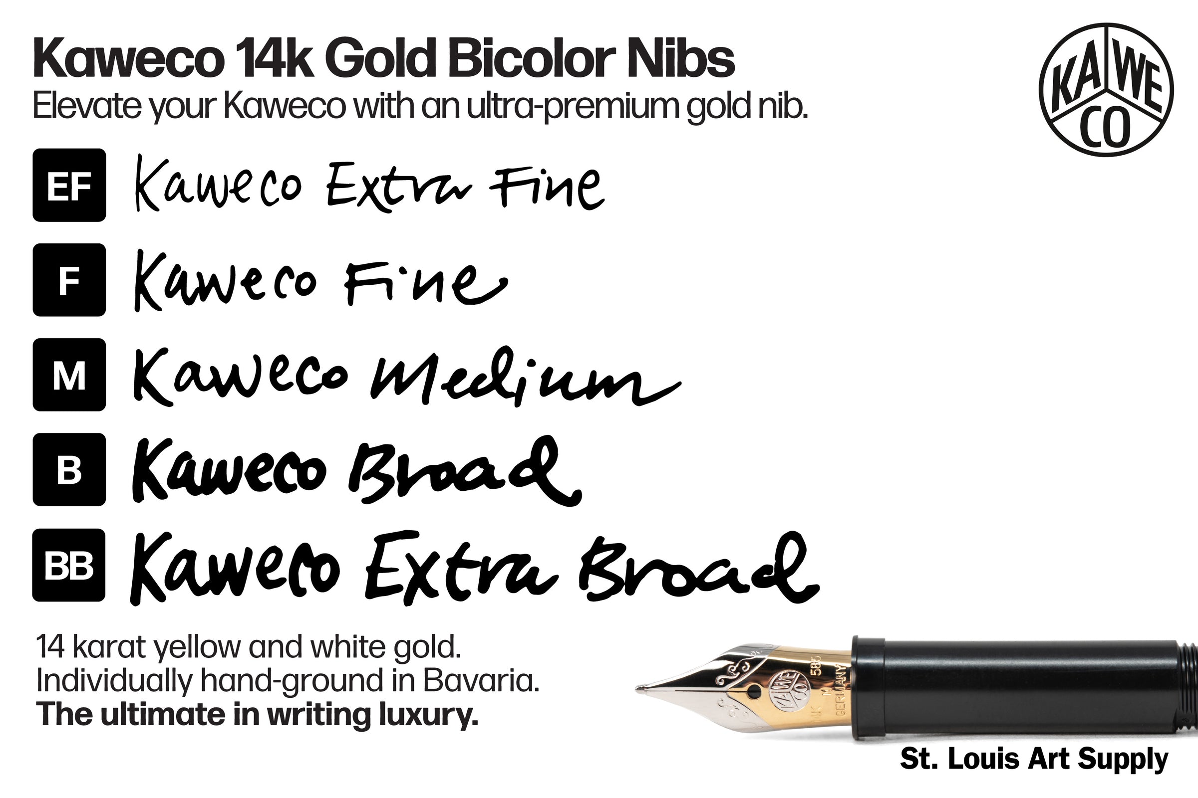 Kaweco 14k Bicolor Gold Fountain Pen Nib – St. Louis Art Supply