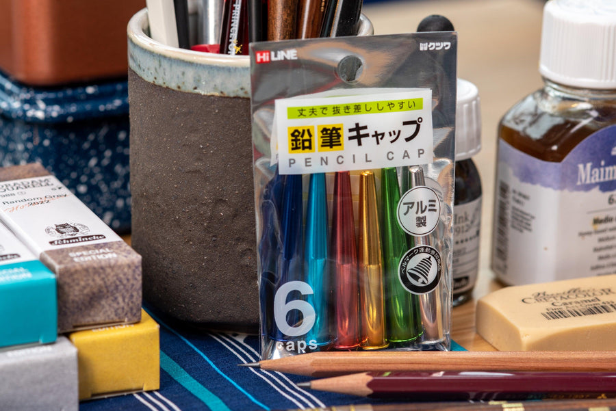 Kutsuwa - Aluminum Pencil Caps, Assorted Colors, Set of 6 - St. Louis Art Supply