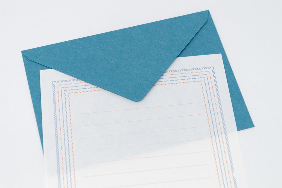 Letterpress stationery, blue/frameMidori 