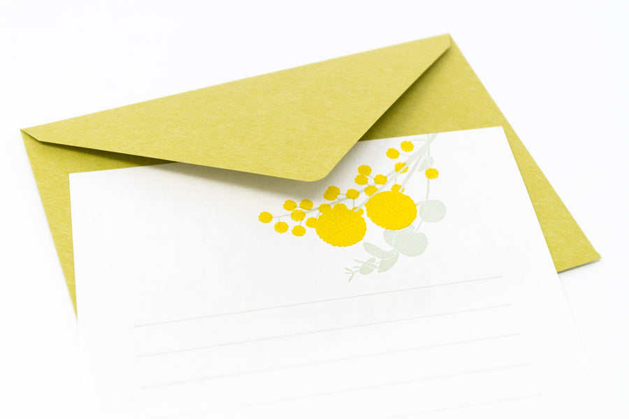 Letterpress stationery, chartreuse/dandelionsMidori 
