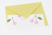 Letterpress stationery, green/cherriesMidori 