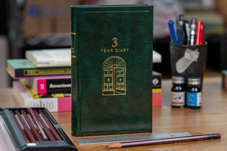 Midori - Three Year Diary, Green Leather (70th Anniversary Limited Edition) - St. Louis Art Supply