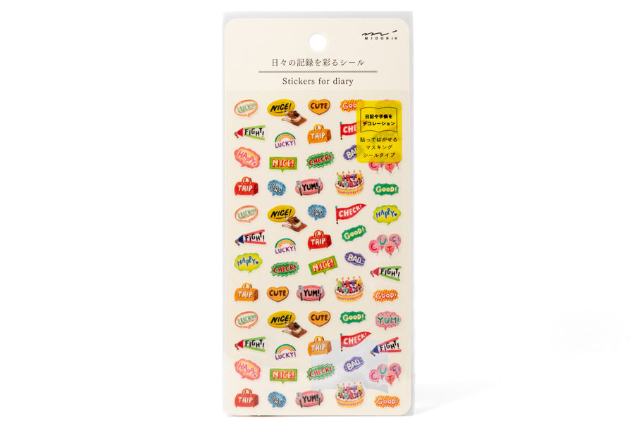 Midori Stickers for Diary, Word Bubbles