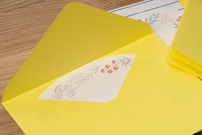 Midori - Die-Cut Letterpress Note Set, Yellow/Red - St. Louis Art Supply