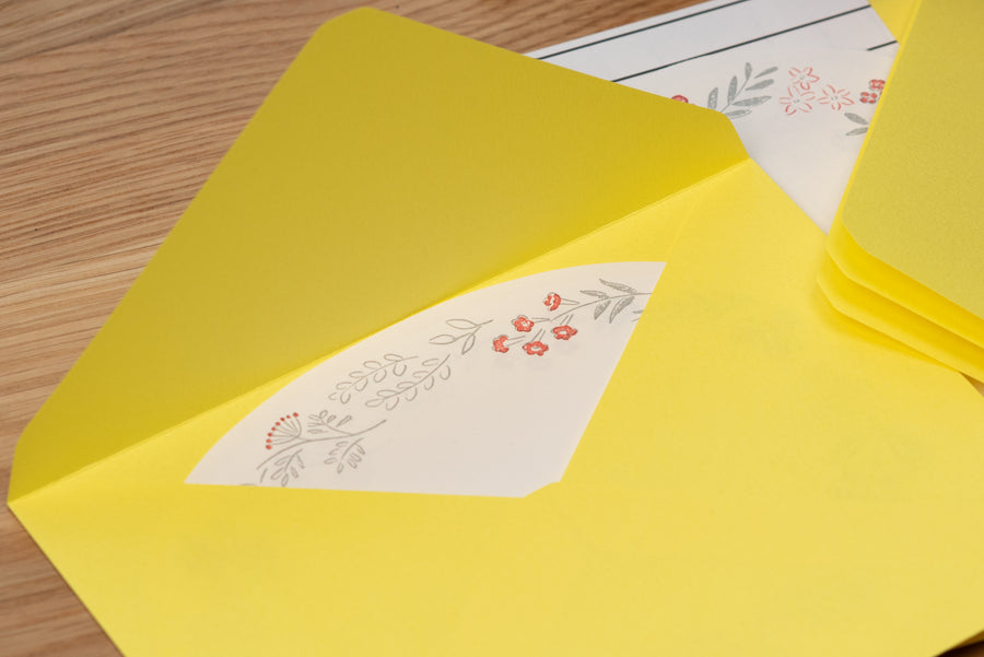 Midori - Die-Cut Letterpress Note Set, Yellow/Red - St. Louis Art Supply