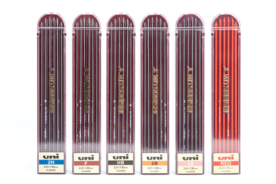 Mitsubishi Pencil Co. - Uni 2 mm Pencil Leads, 6 Pack with Reusable Case - St. Louis Art Supply
