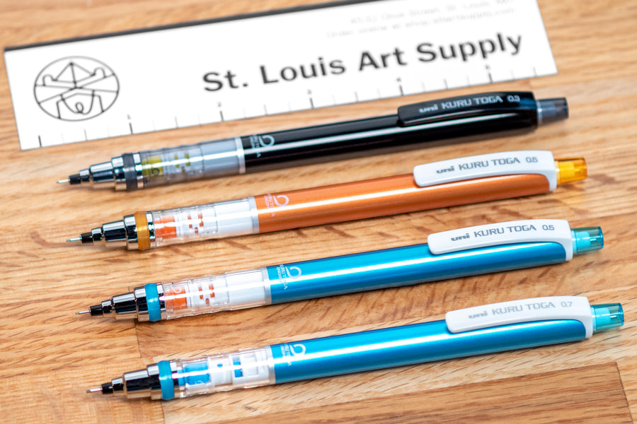 Uni Kuru Toga Mechanical Pencil, 0.5 mm, Light Blue – St. Louis Art Supply