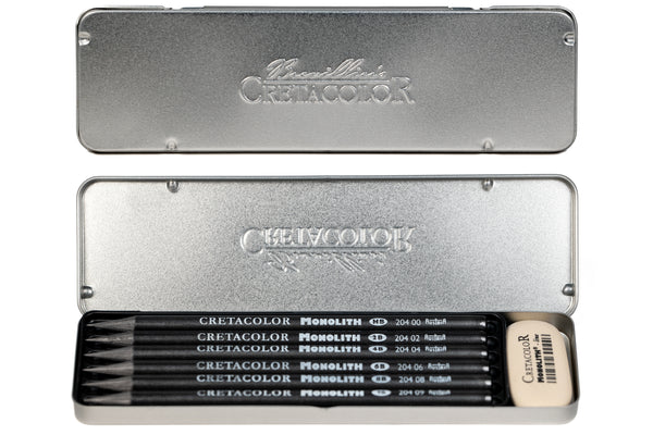 Cretacolor Monolith Graphite Tin Set of 6 + Eraser