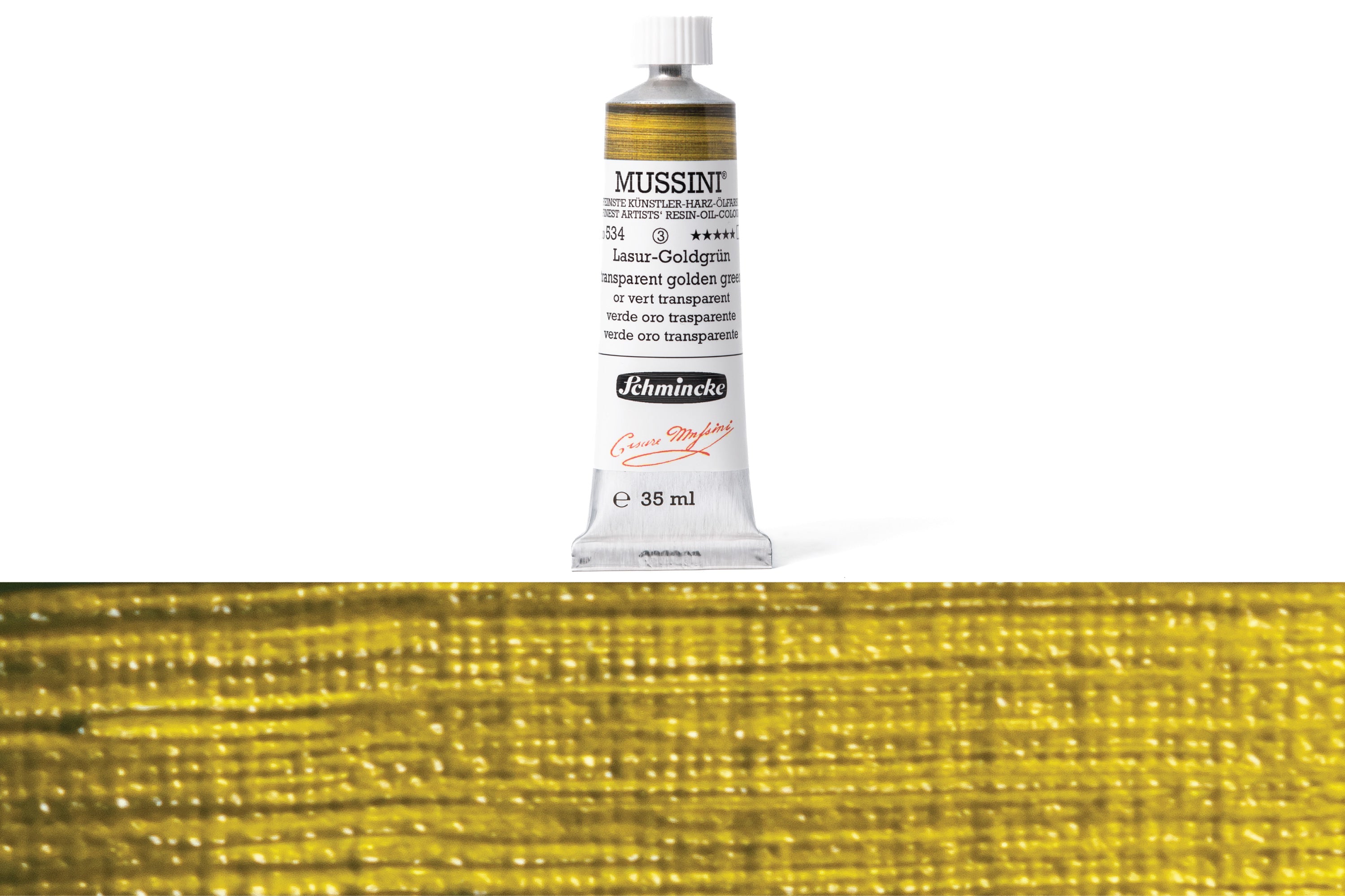 Schmincke - Mussini Oil Colors, 35 mL, #534 Transparent Golden Green - St. Louis Art Supply