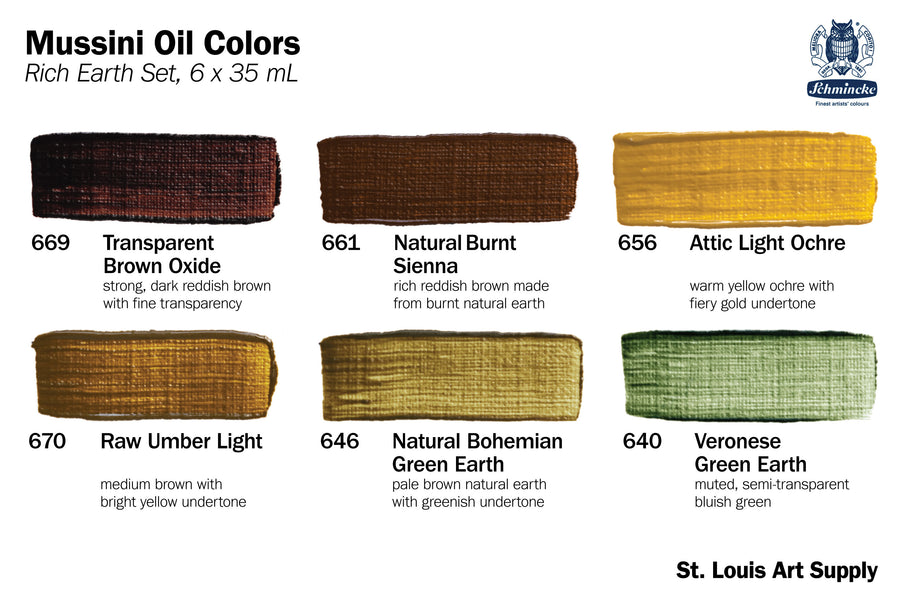 Schmincke - Mussini Oil Colors, Rich Earth Set - St. Louis Art Supply