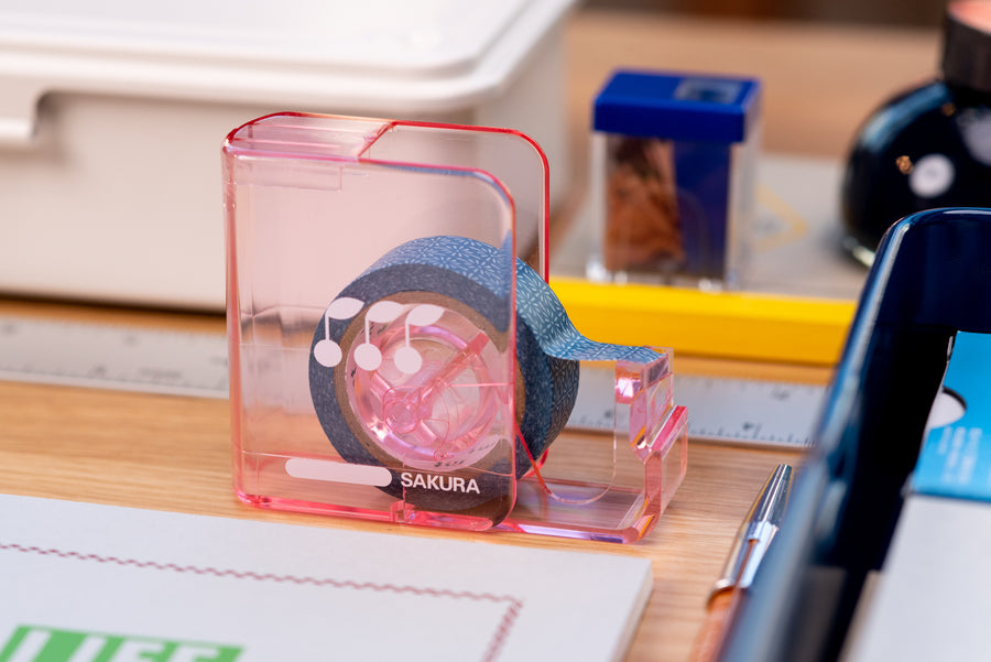 Sakura - Pocket Tape Dispenser, Transparent Pink - St. Louis Art Supply