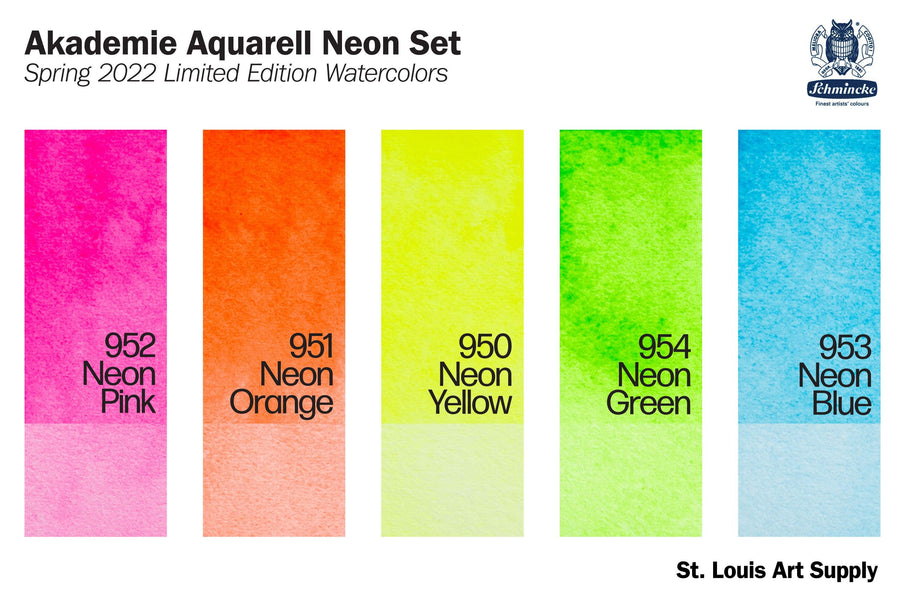 Schmincke - Akademie Watercolors, Neon Colors Set (Spring 2022 Limited Edition) - St. Louis Art Supply