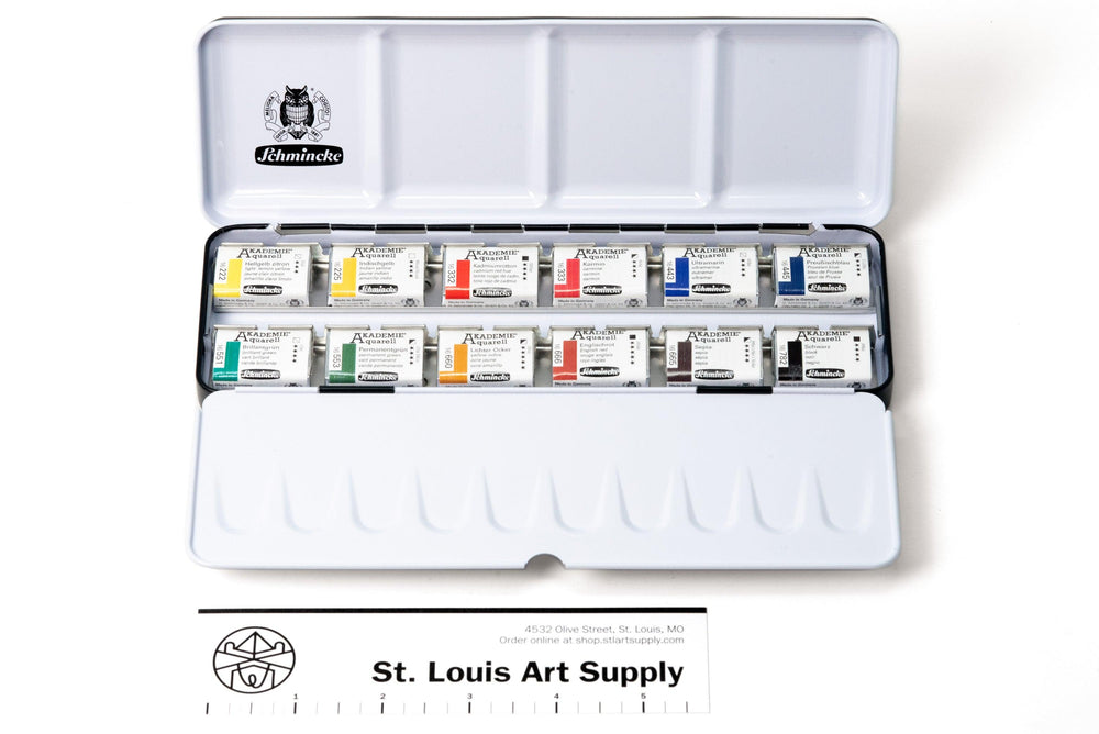 Schmincke - AKADEMIE® Aquarell boîte de Peinture imprimée, 12 x 1/2 Schmincke - AKADEMIE® Aquarell boîte de Peinture imprimée, 12 x 1/2
