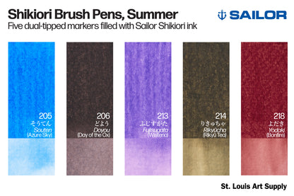 Sailor - Shikiori Brush Pens, Set of 5, Summer Colors - St. Louis Art Supply