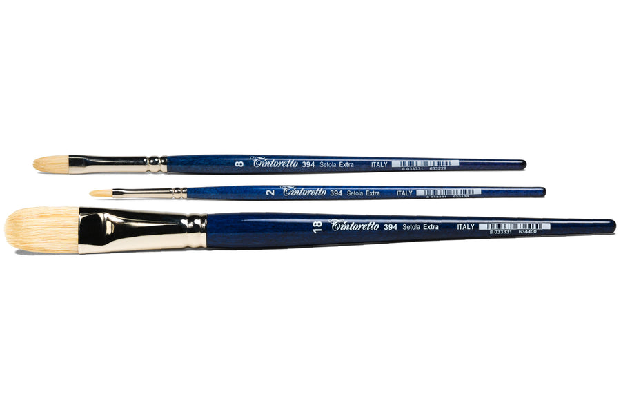 Setola Extra Short-Handled Bristle Brushes, Series 394 (Filbert)
