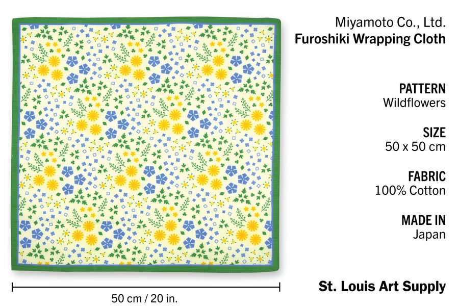 Miyamoto Co. - Furoshiki Wrapping Cloth, Small, Wildflowers - St. Louis Art Supply